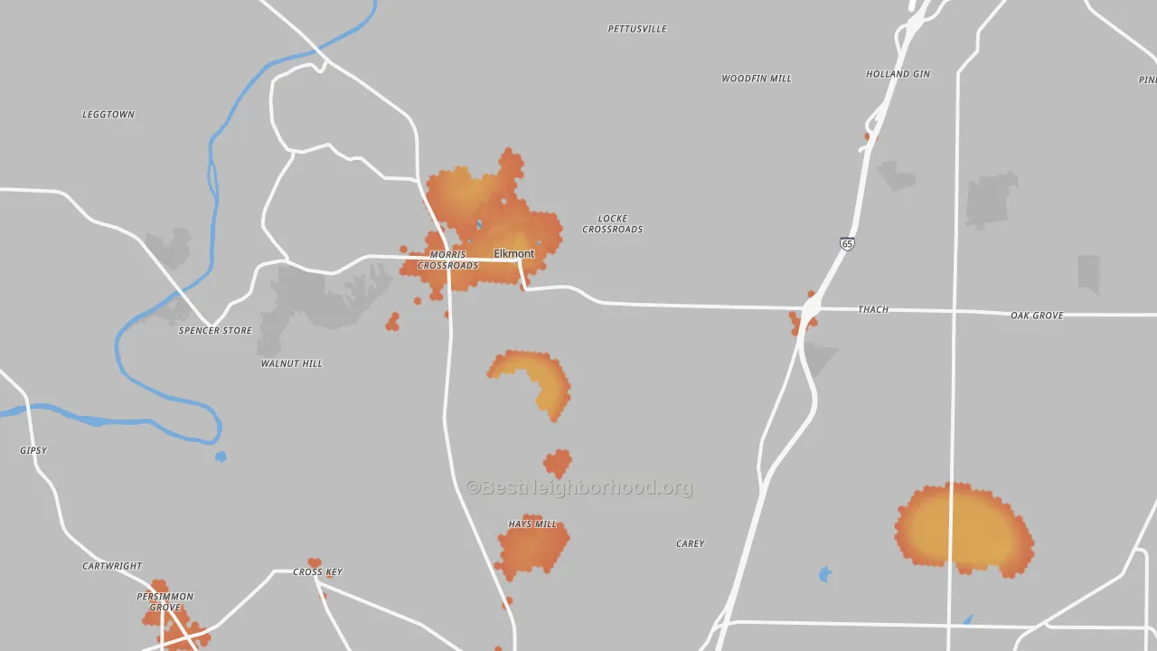 Bike Grade map of Elkmont, AL