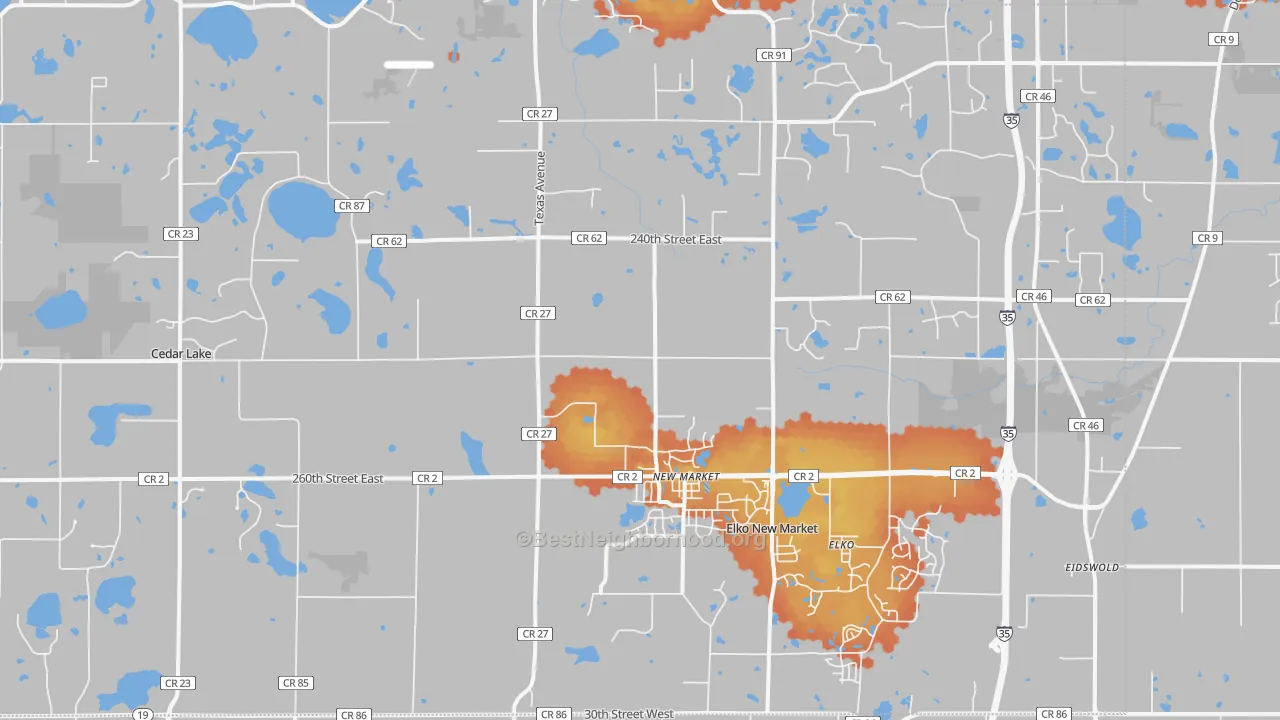Bike Grade map of Elko, MN