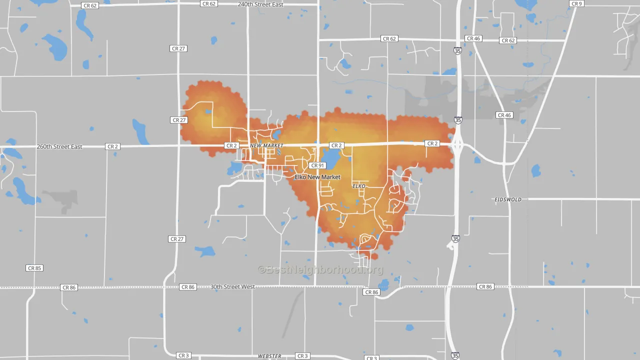 Bike Grade map of Elko New Market, MN