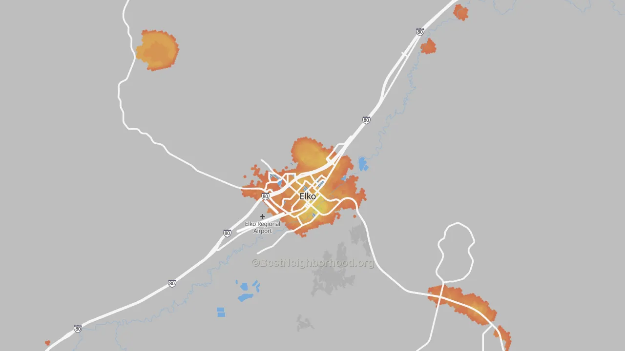 Bike Grade map of Elko, NV