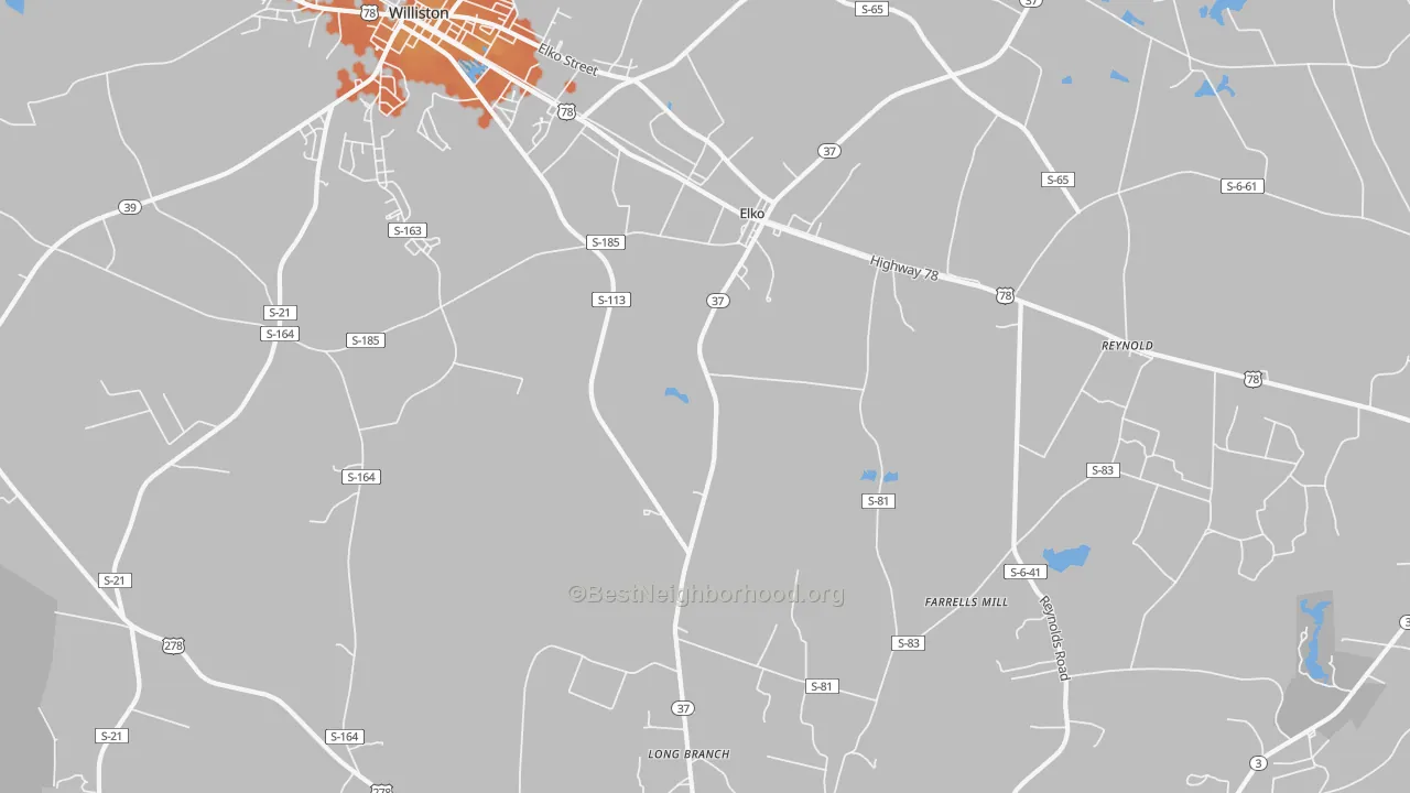 Bike Grade map of Elko, SC