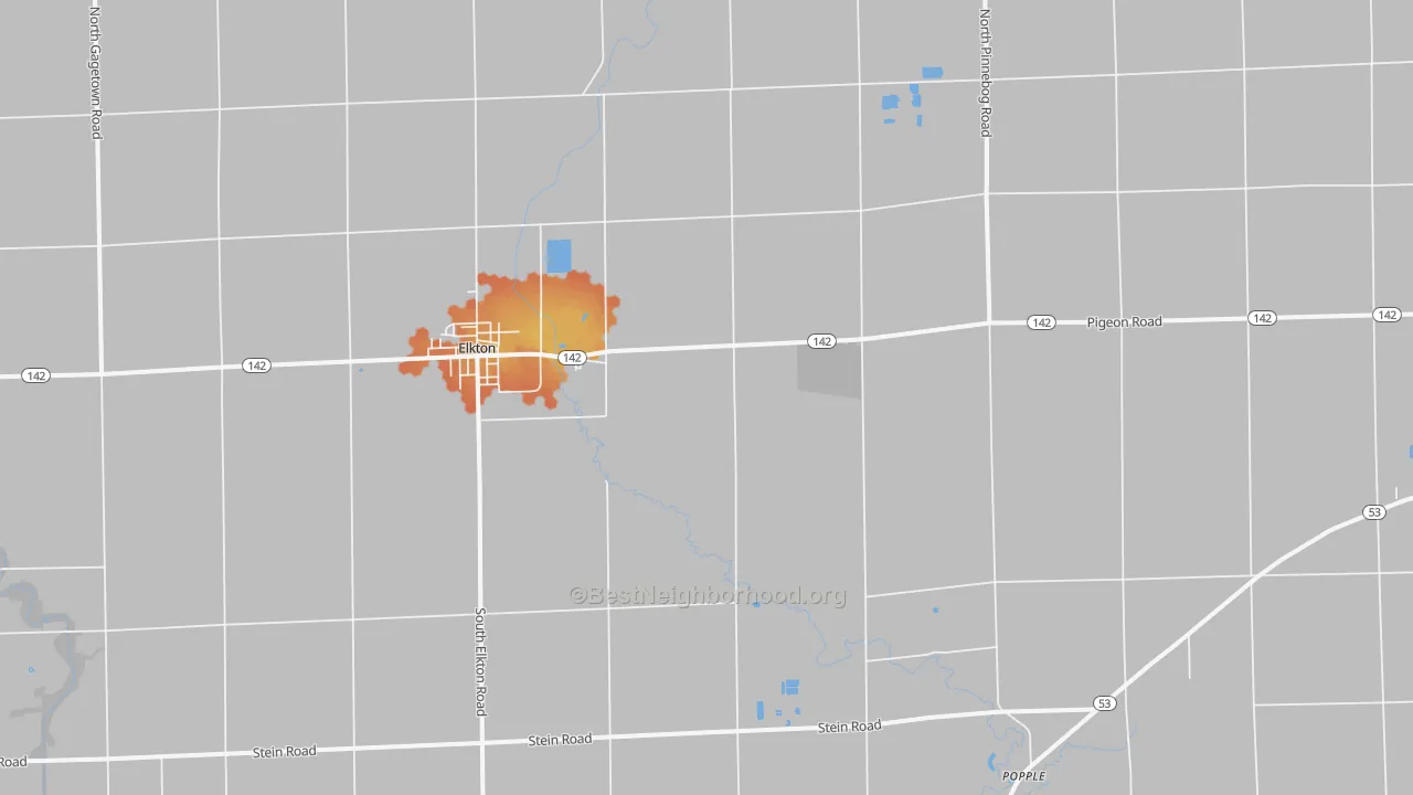 Bike Grade map of Elkton, MI
