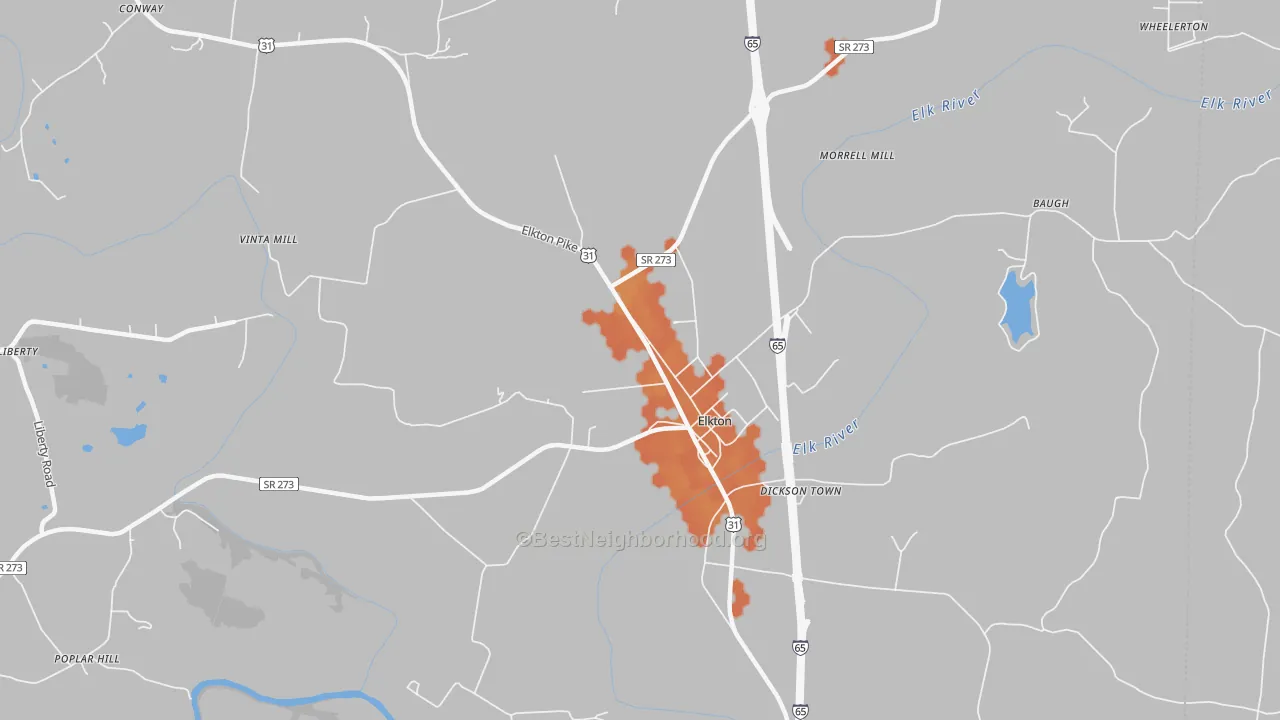 Bike Grade map of Elkton, TN