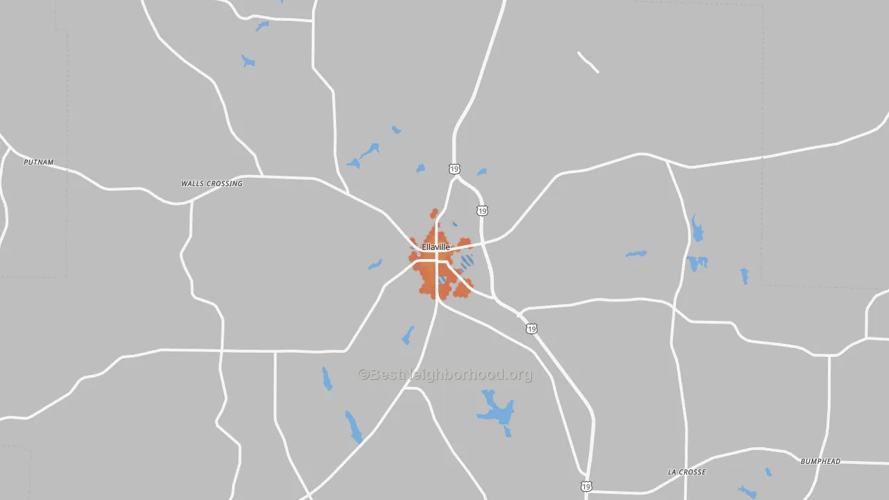 Bike Grade map of Ellaville, GA