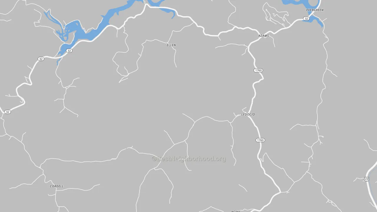 Bike Grade map of Ellen, KY