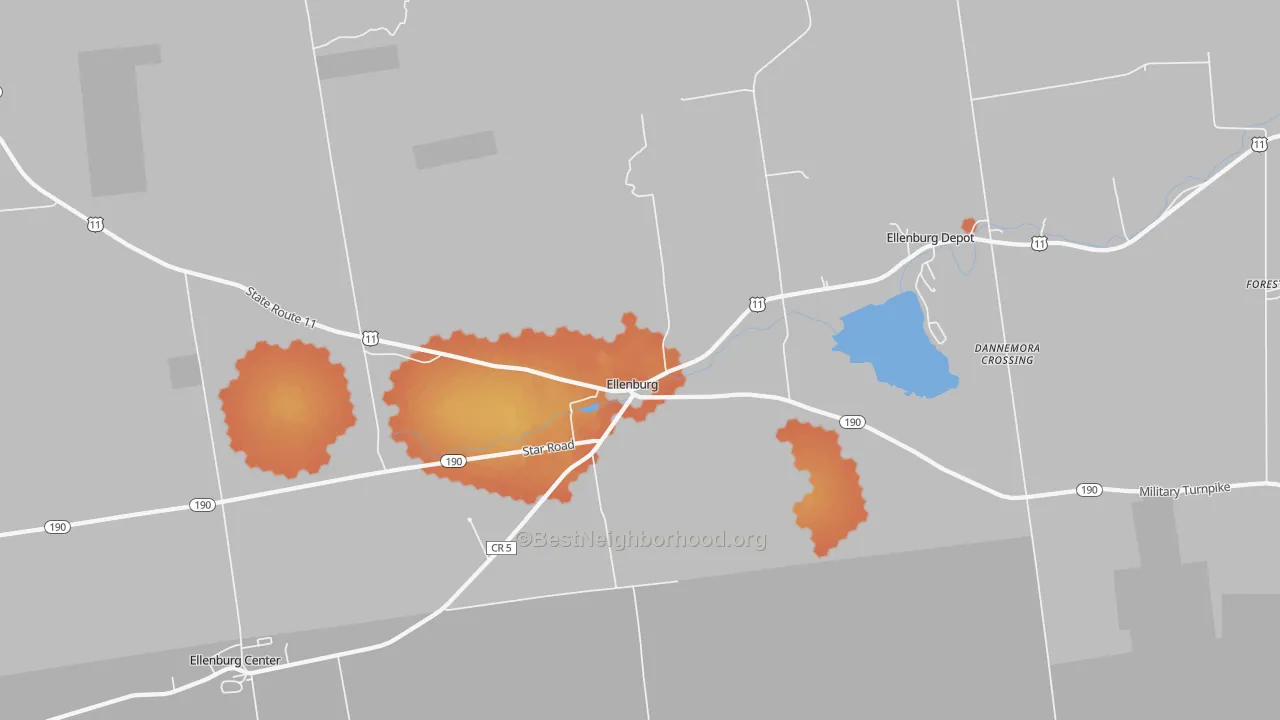 Bike Grade map of Ellenburg, NY