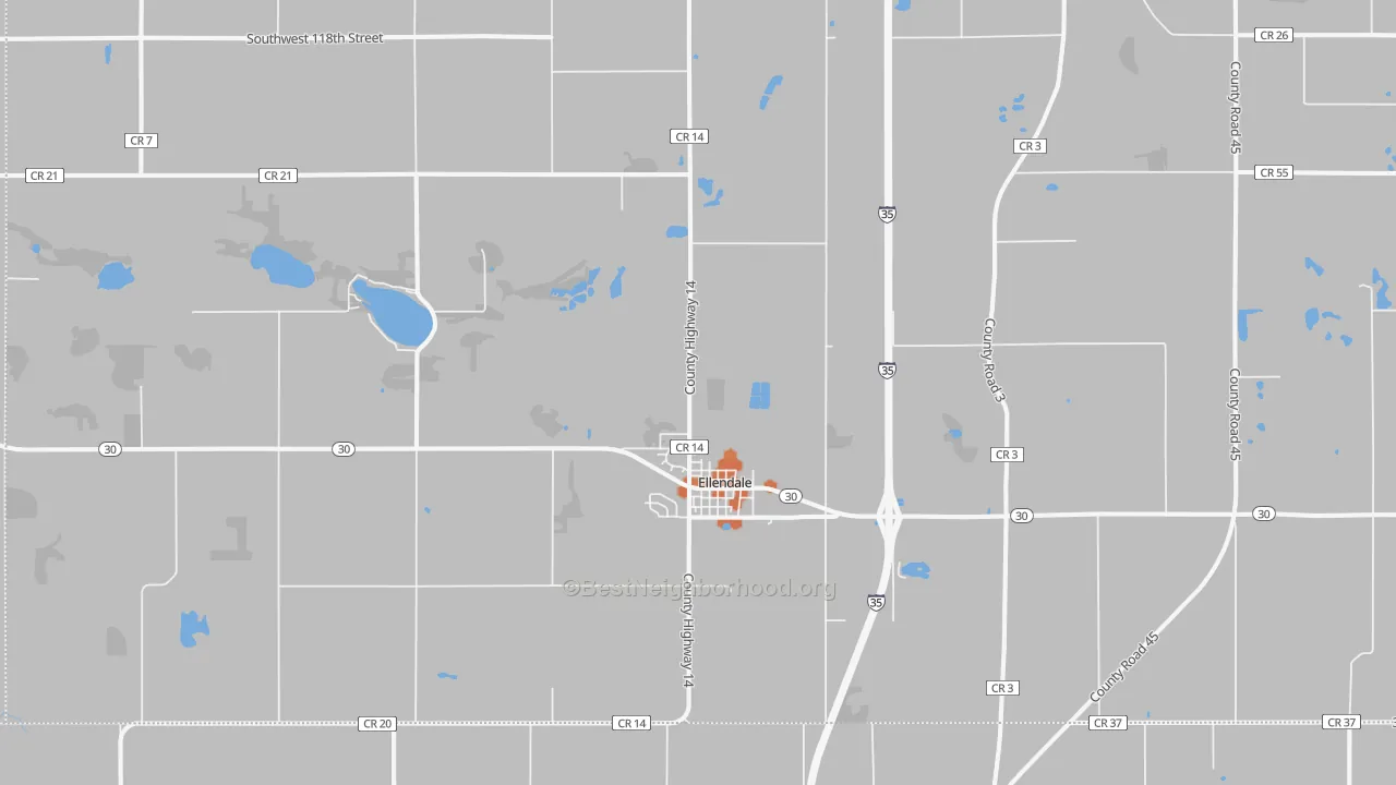 Bike Grade map of Ellendale, MN