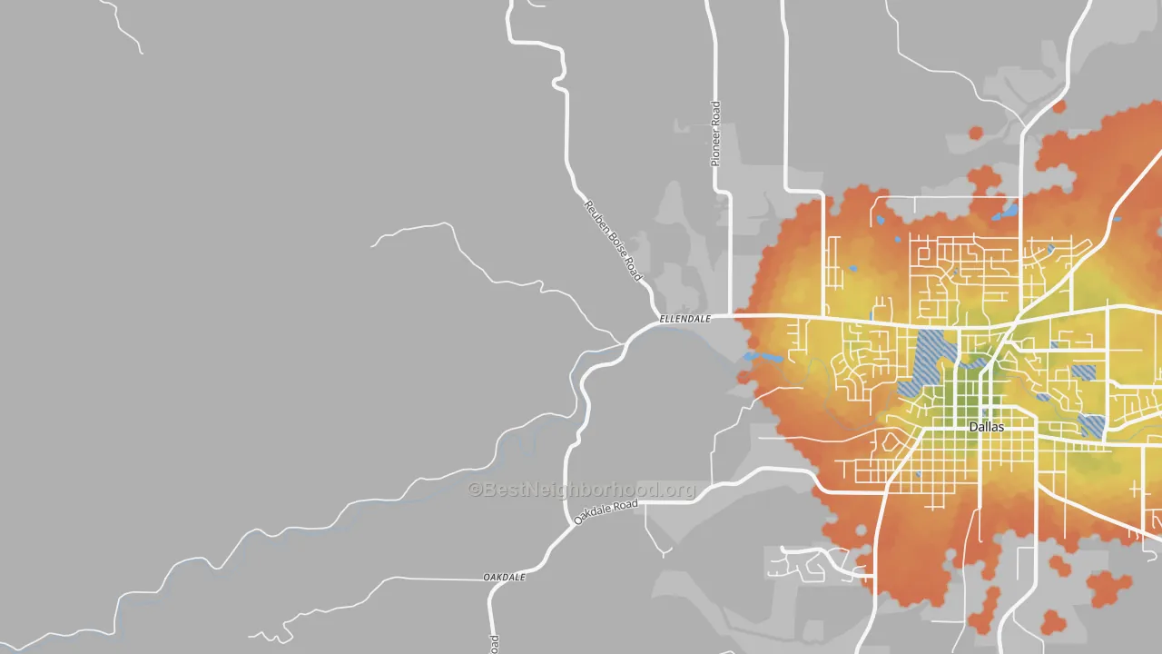 Bike Grade map of Ellendale, OR