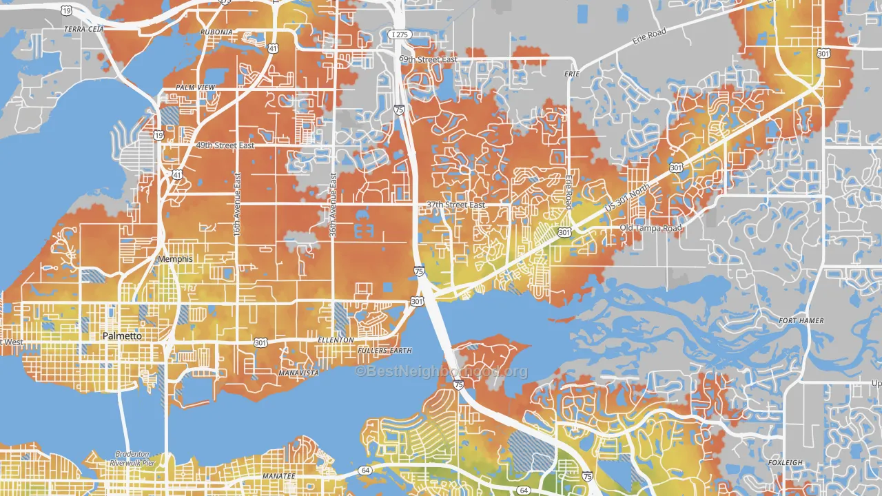 Bike Grade map of Ellenton, FL
