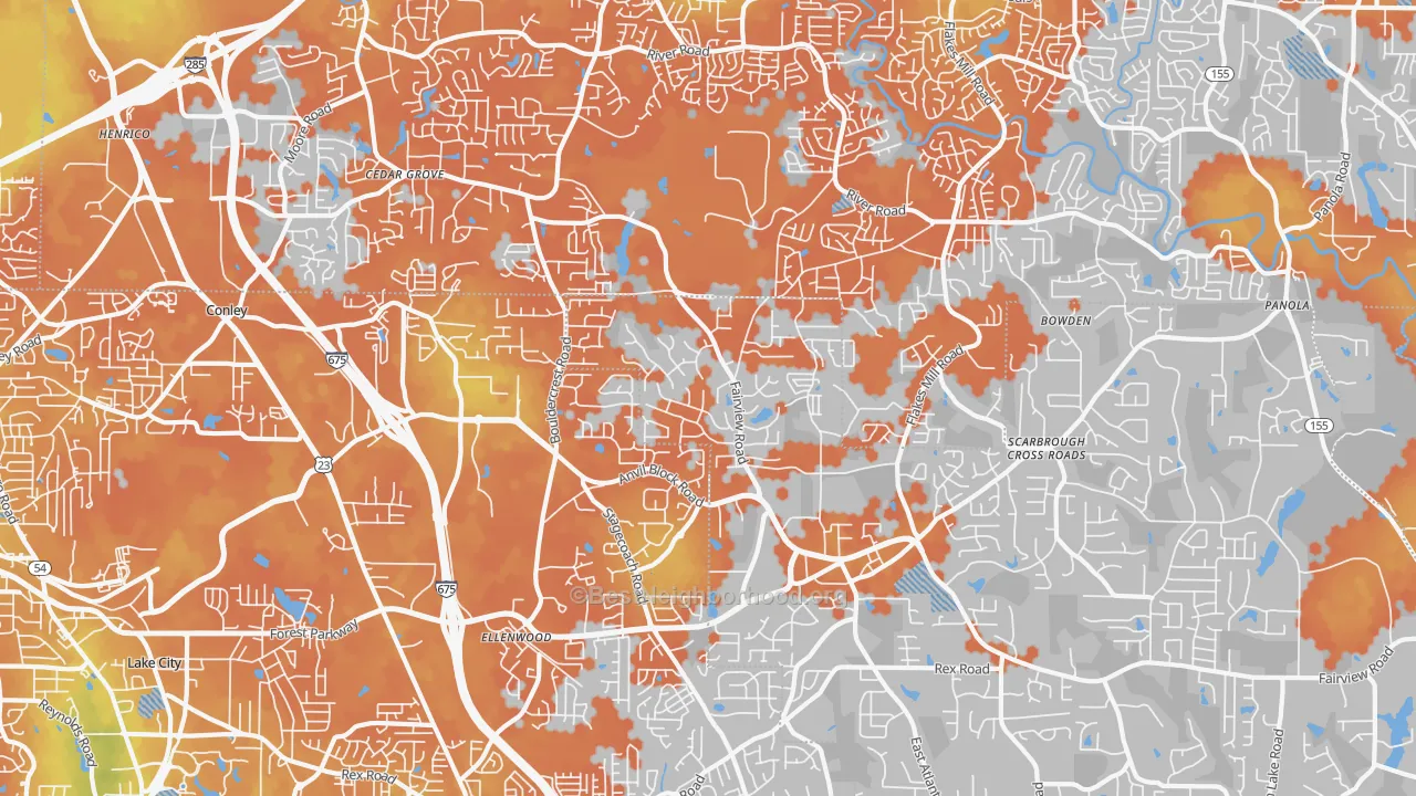 Bike Grade map of Ellenwood, GA