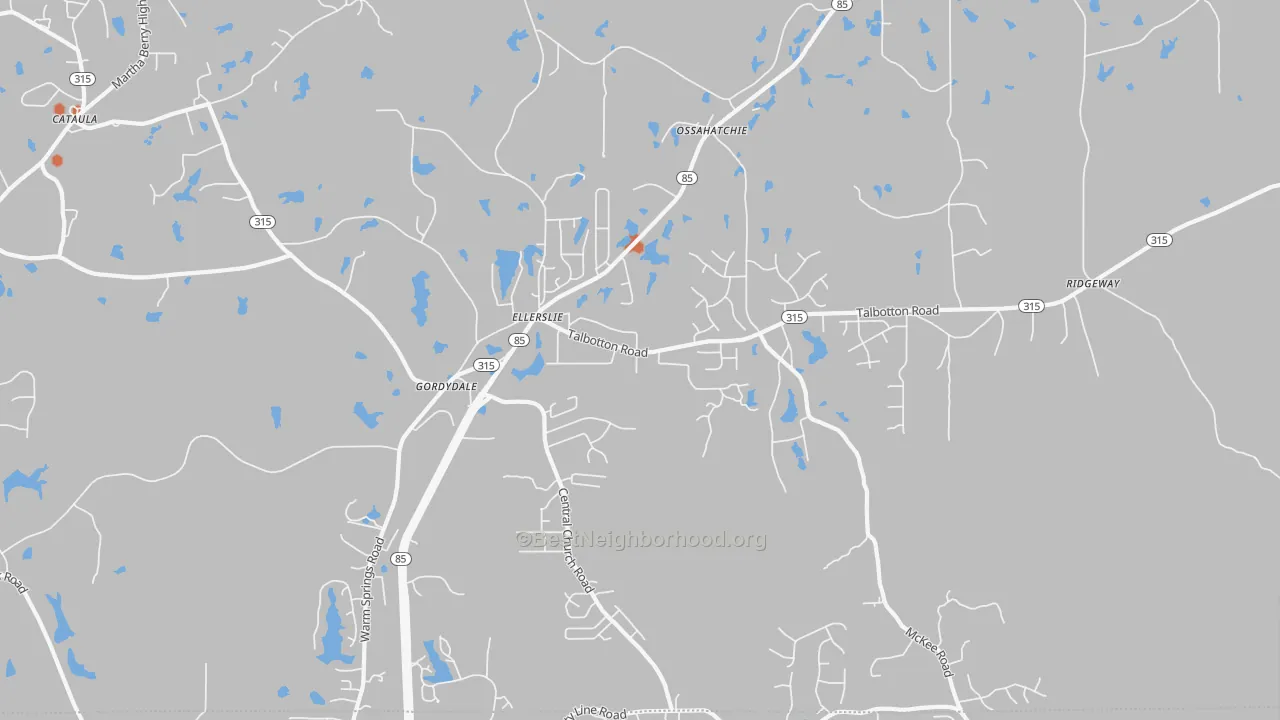 Bike Grade map of Ellerslie, GA
