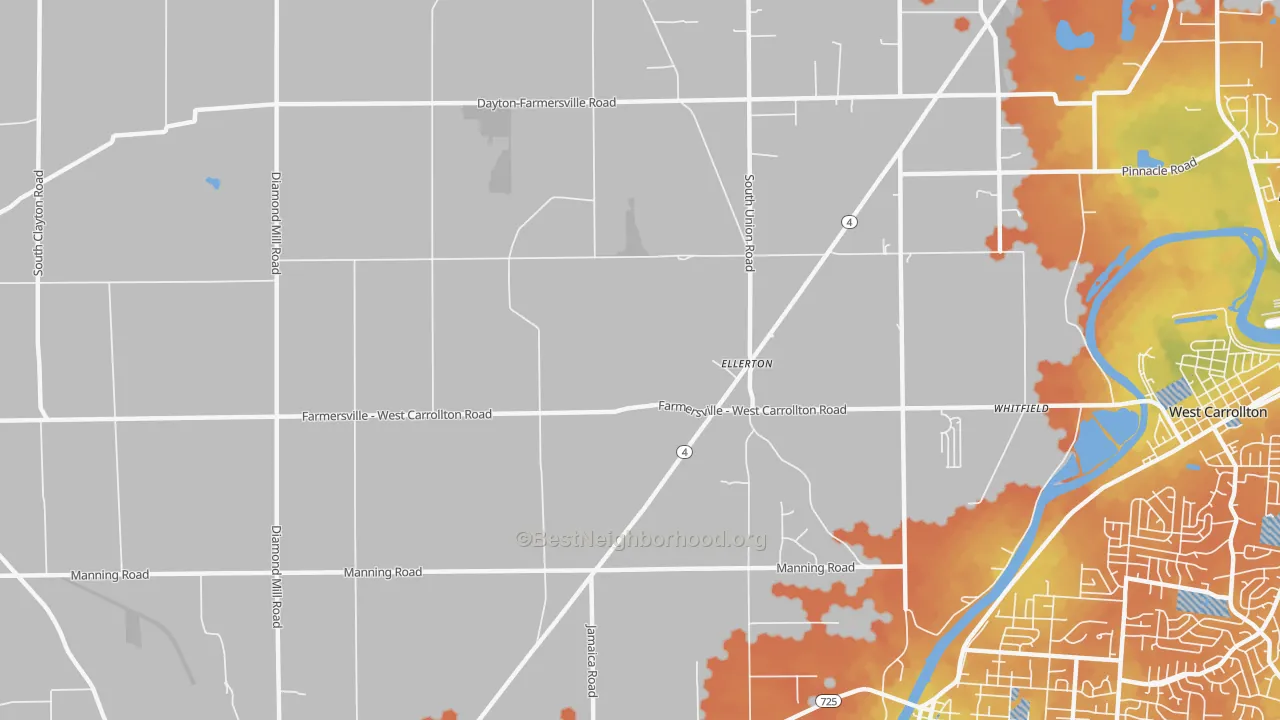 Bike Grade map of Ellerton, OH