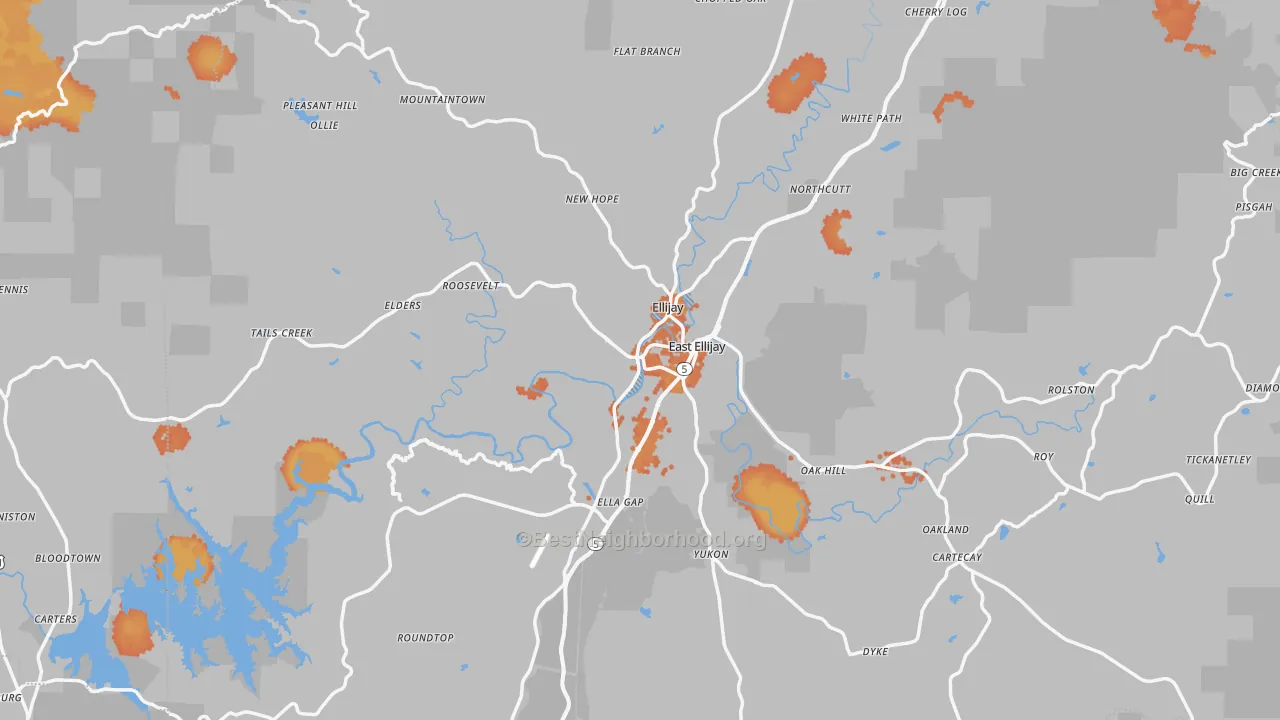 Bike Grade map of Ellijay, GA