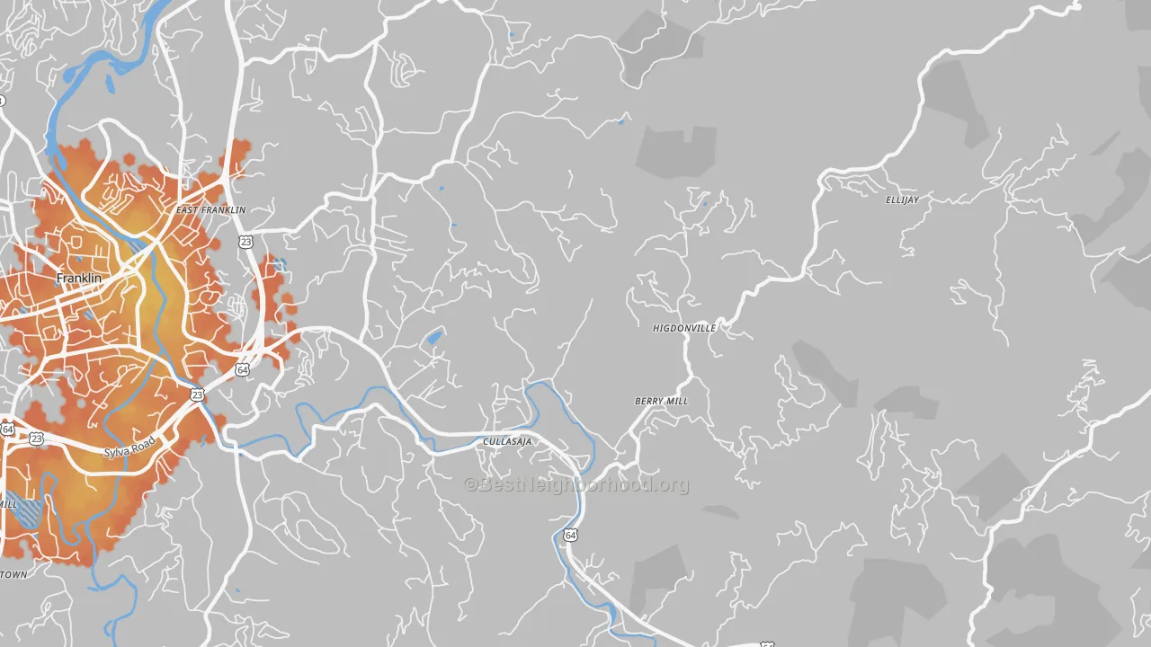 Bike Grade map of Ellijay, NC