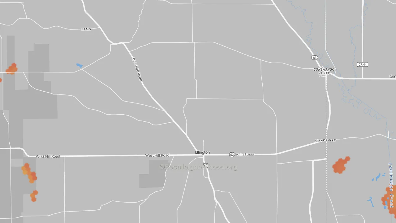 Bike Grade map of Ellington, NY