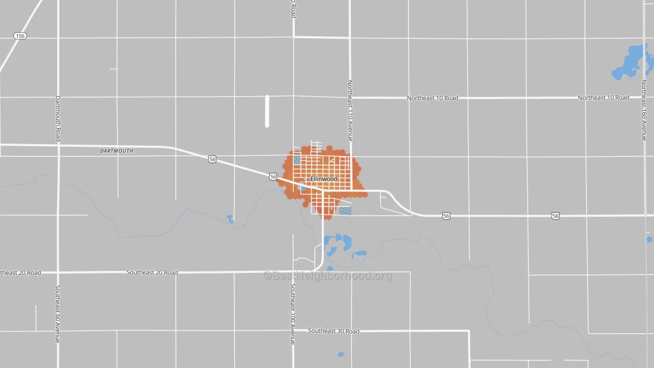 Bike Grade map of Ellinwood, KS