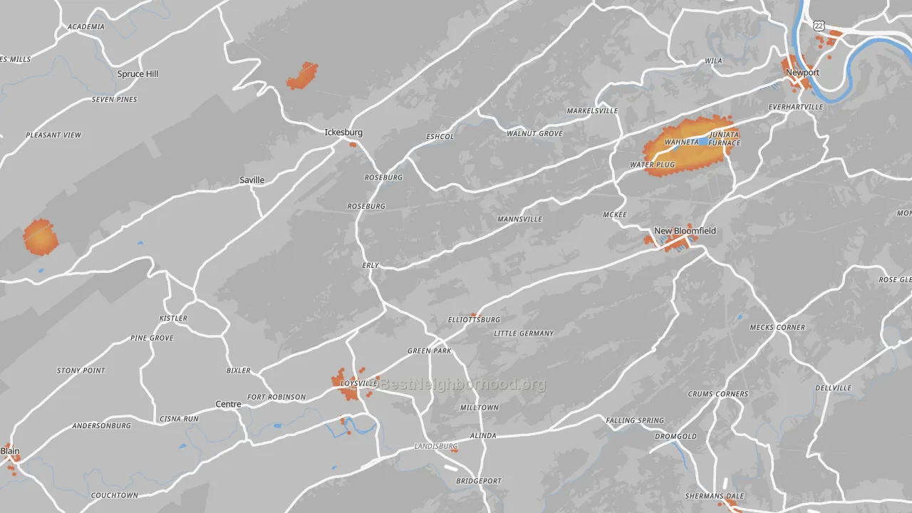 Bike Grade map of Elliottsburg, PA