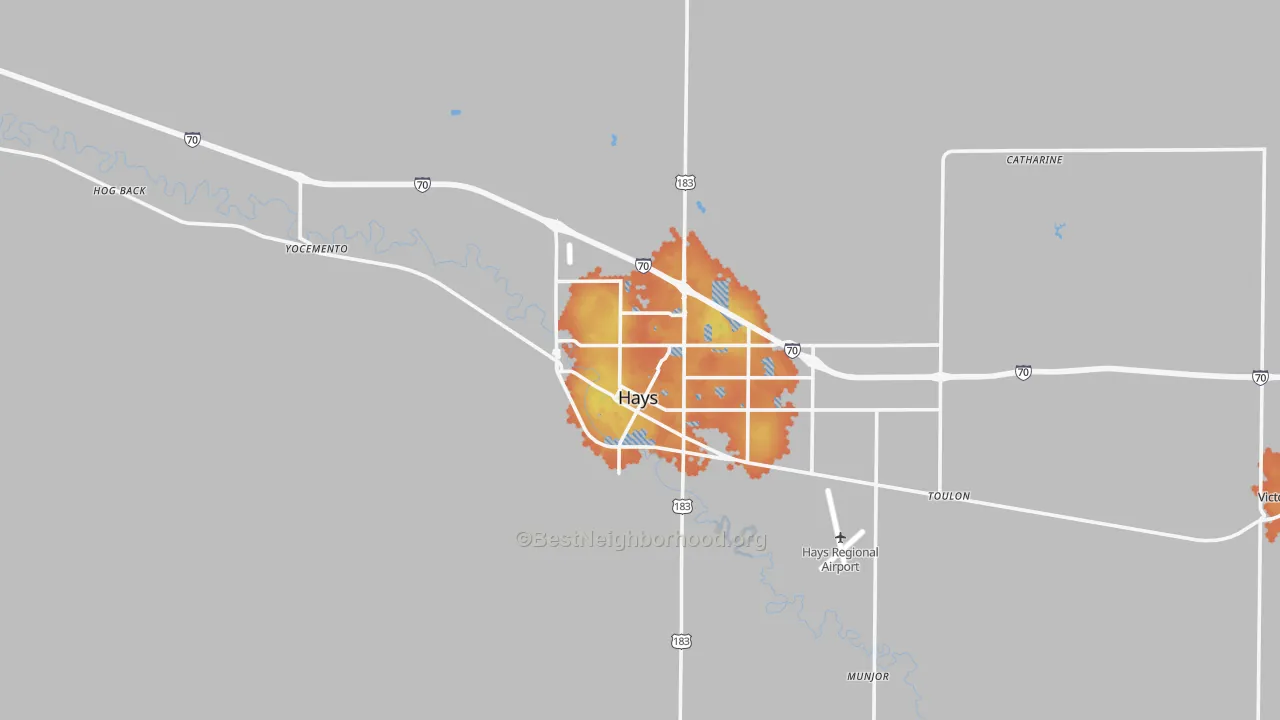 Bike Grade map of Ellis County, KS