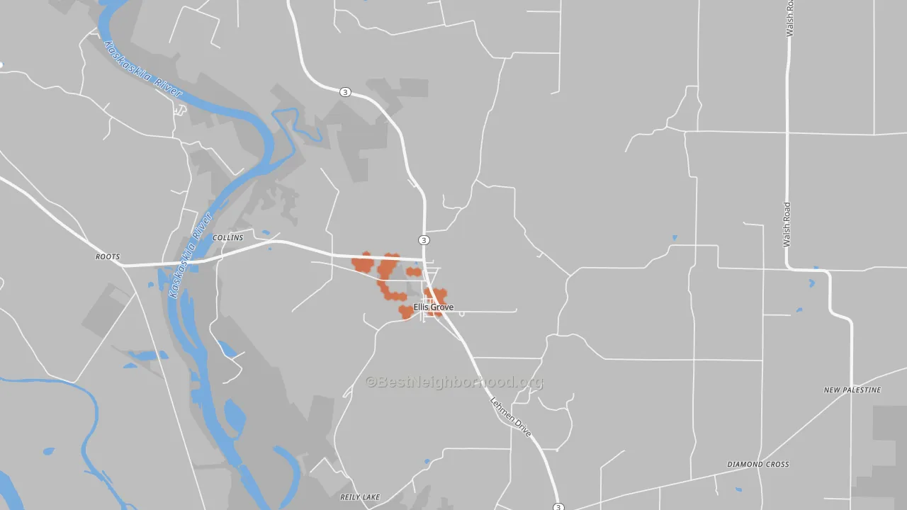 Bike Grade map of Ellis Grove, IL