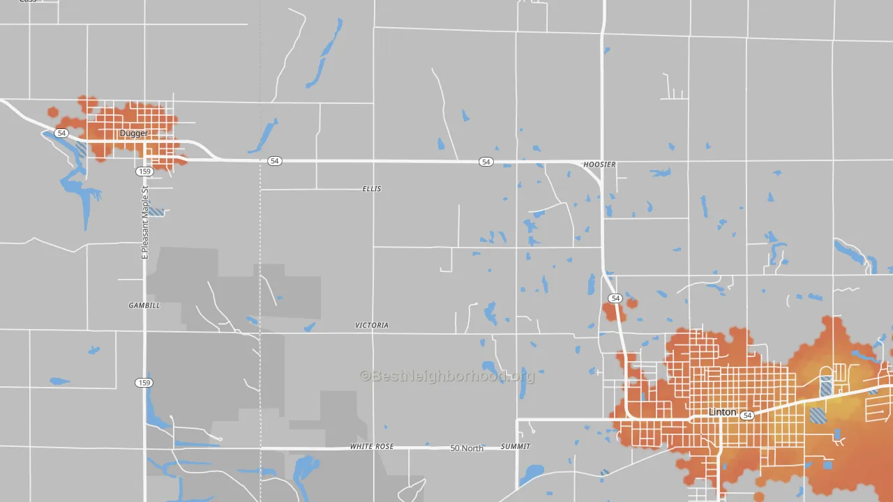 Bike Grade map of Ellis, IN
