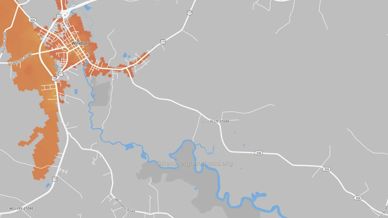 Bike Grade map of Ellis Store, NC