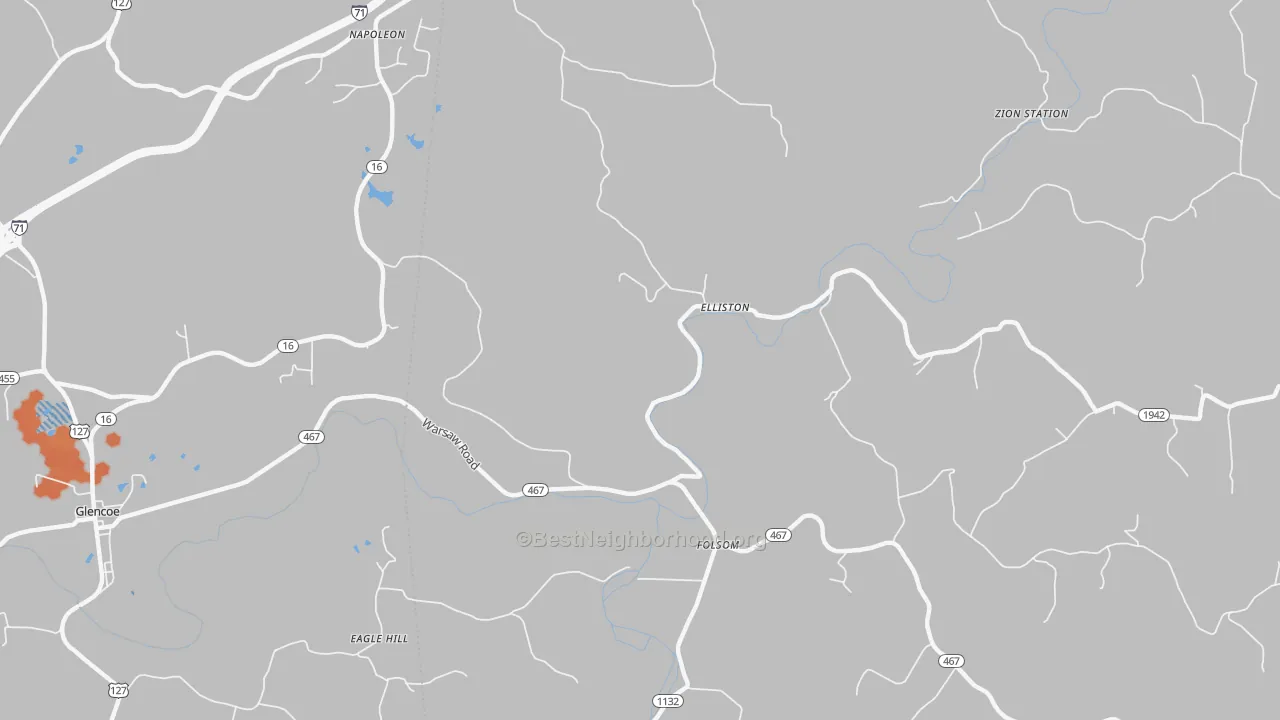Bike Grade map of Elliston, KY