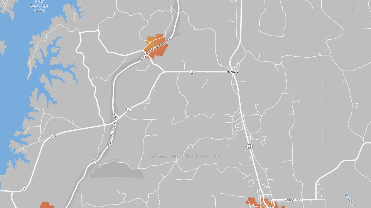 Bike Grade map of Ellistown, MS