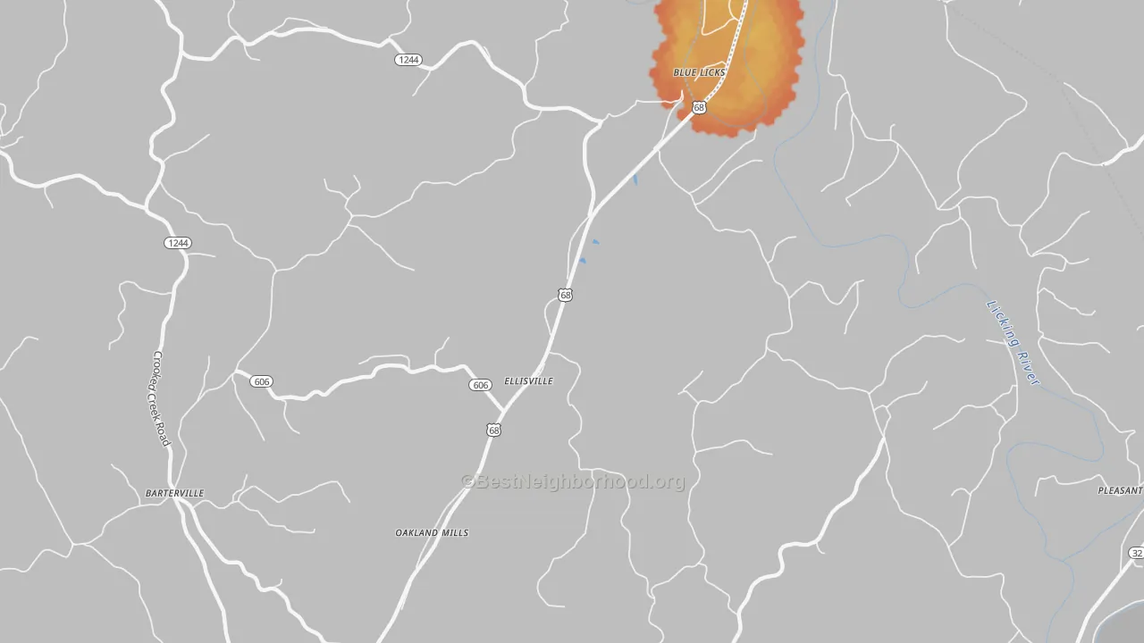 Bike Grade map of Ellisville, KY