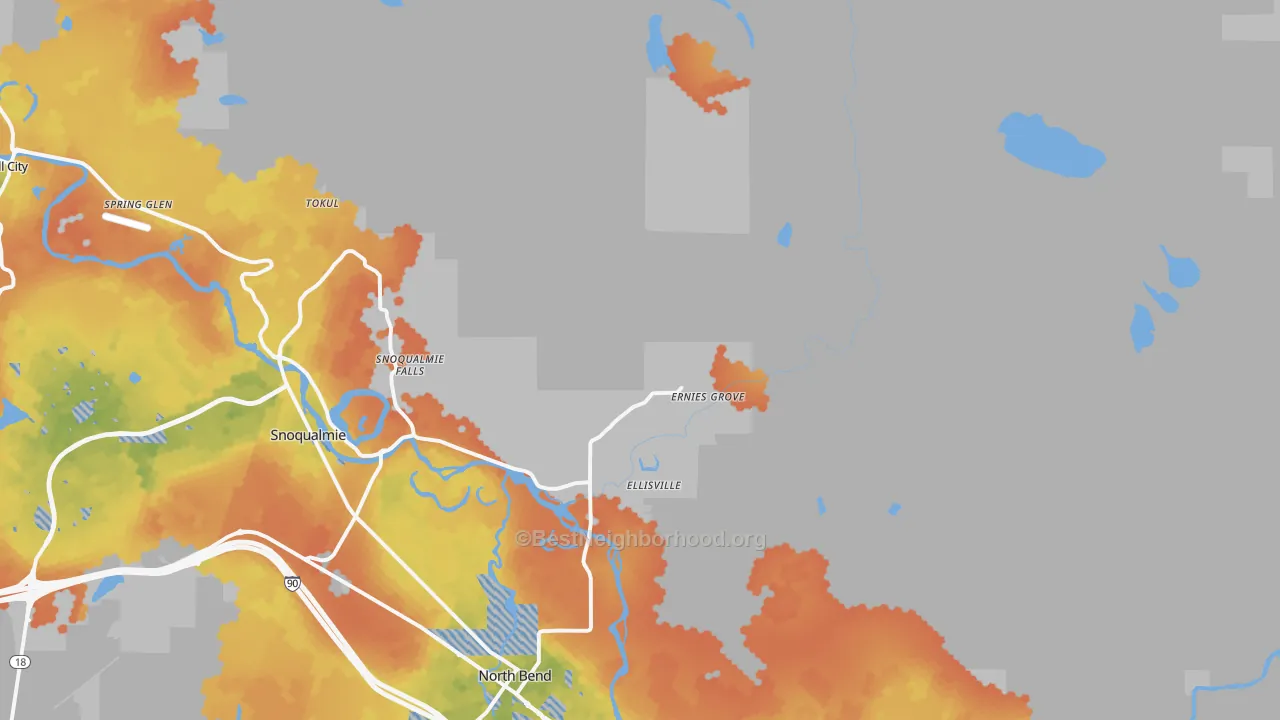 Bike Grade map of Ellisville, WA