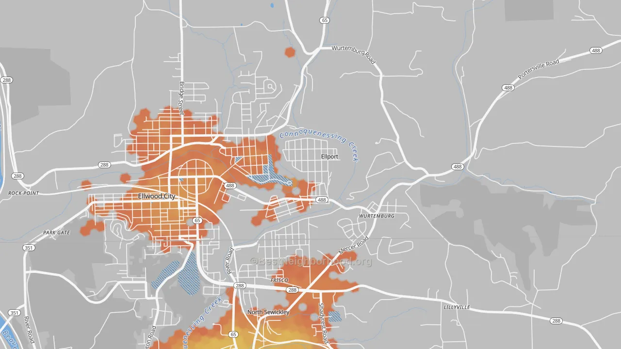 Bike Grade map of Ellport, PA