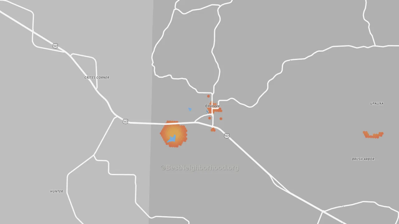 Bike Grade map of Ellsinore, MO