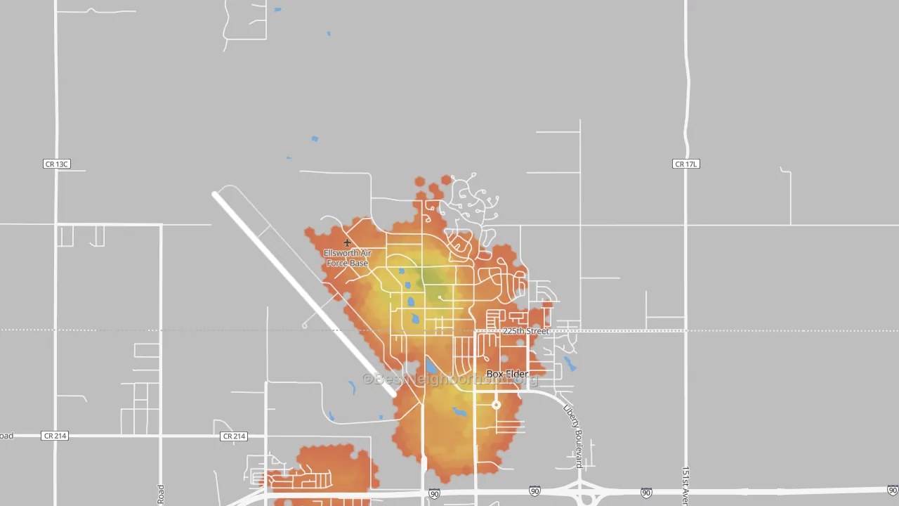 Bike Grade map of Ellsworth Afb, SD