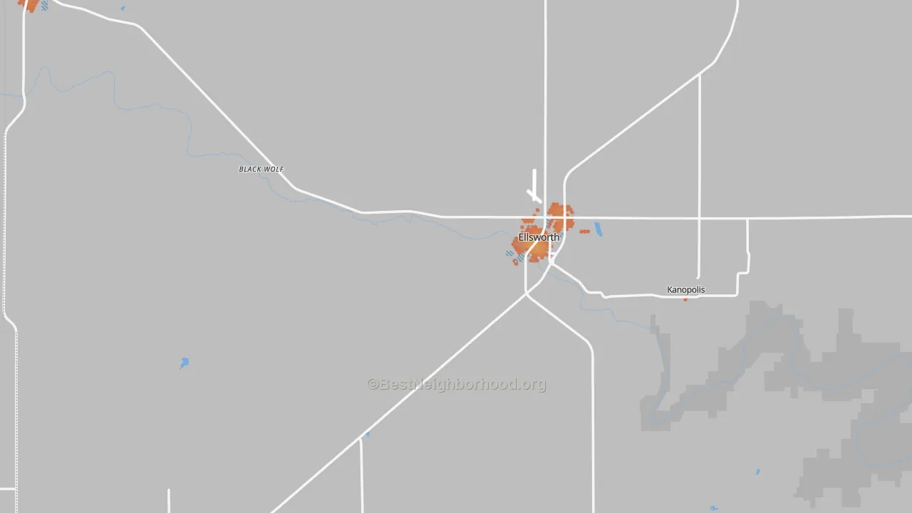 Bike Grade map of Ellsworth County, KS