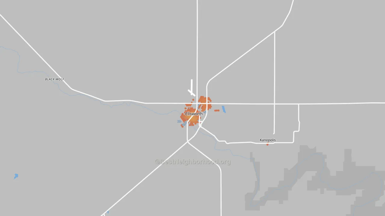 Bike Grade map of Ellsworth, KS