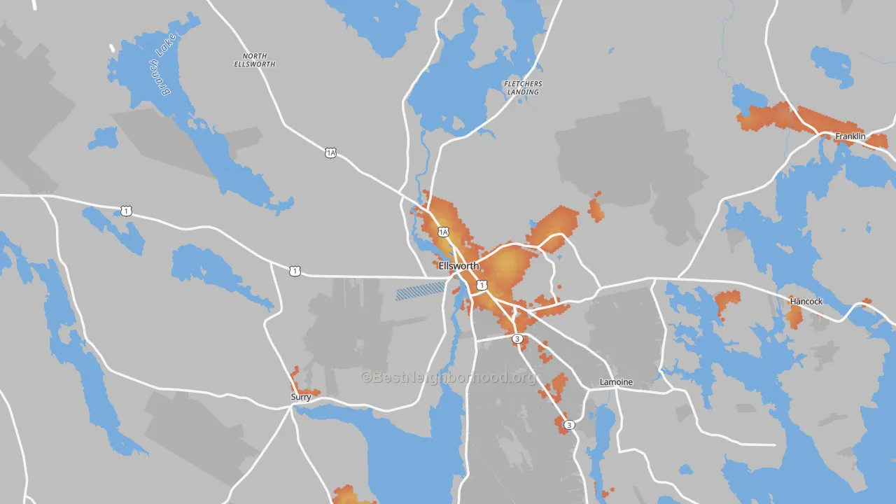 Bike Grade map of Ellsworth, ME
