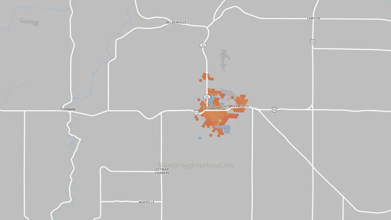 Bike Grade map of Ellsworth, WI