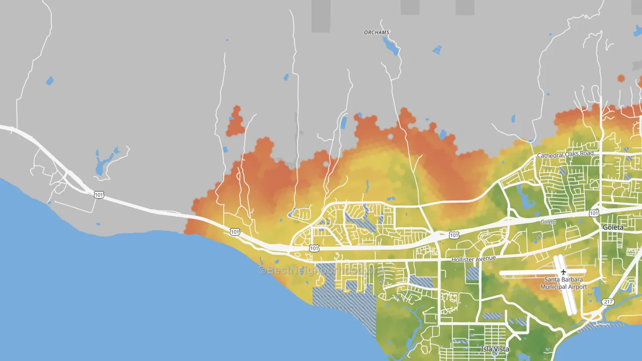 Bike Grade map of Ellwood, CA