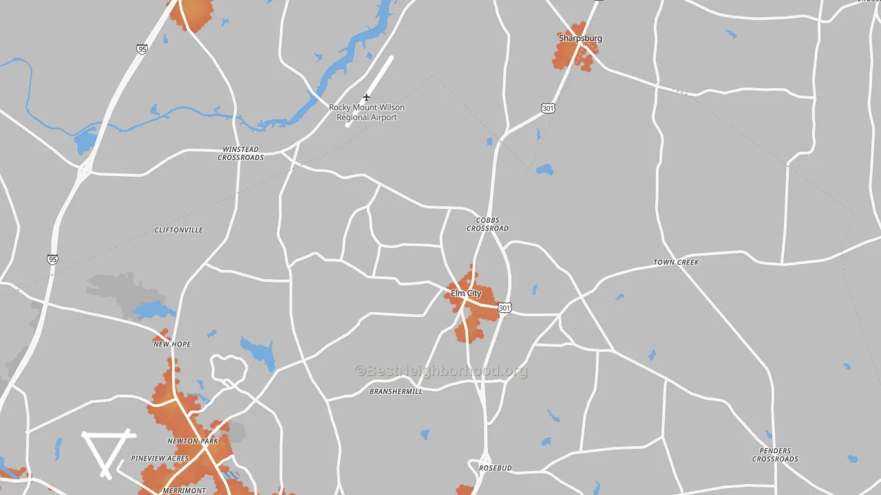 Bike Grade map of Elm City, NC