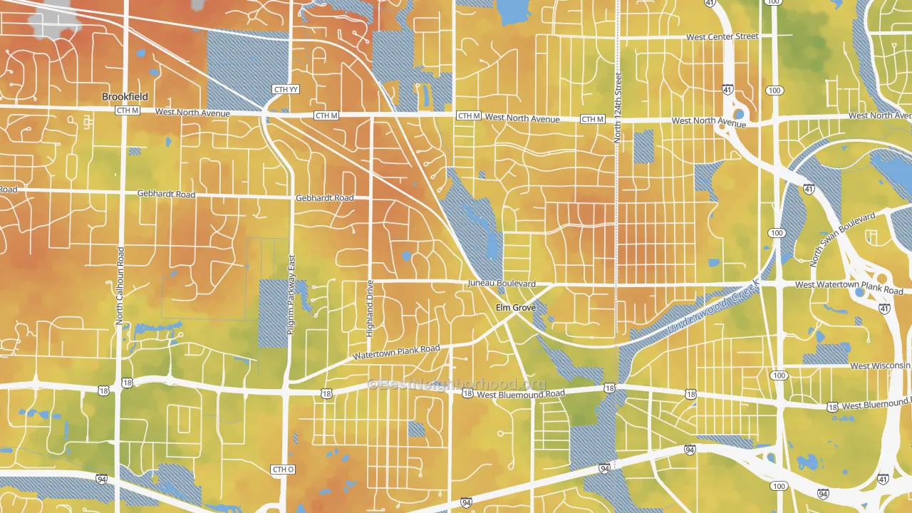 Bike Grade map of Elm Grove, WI