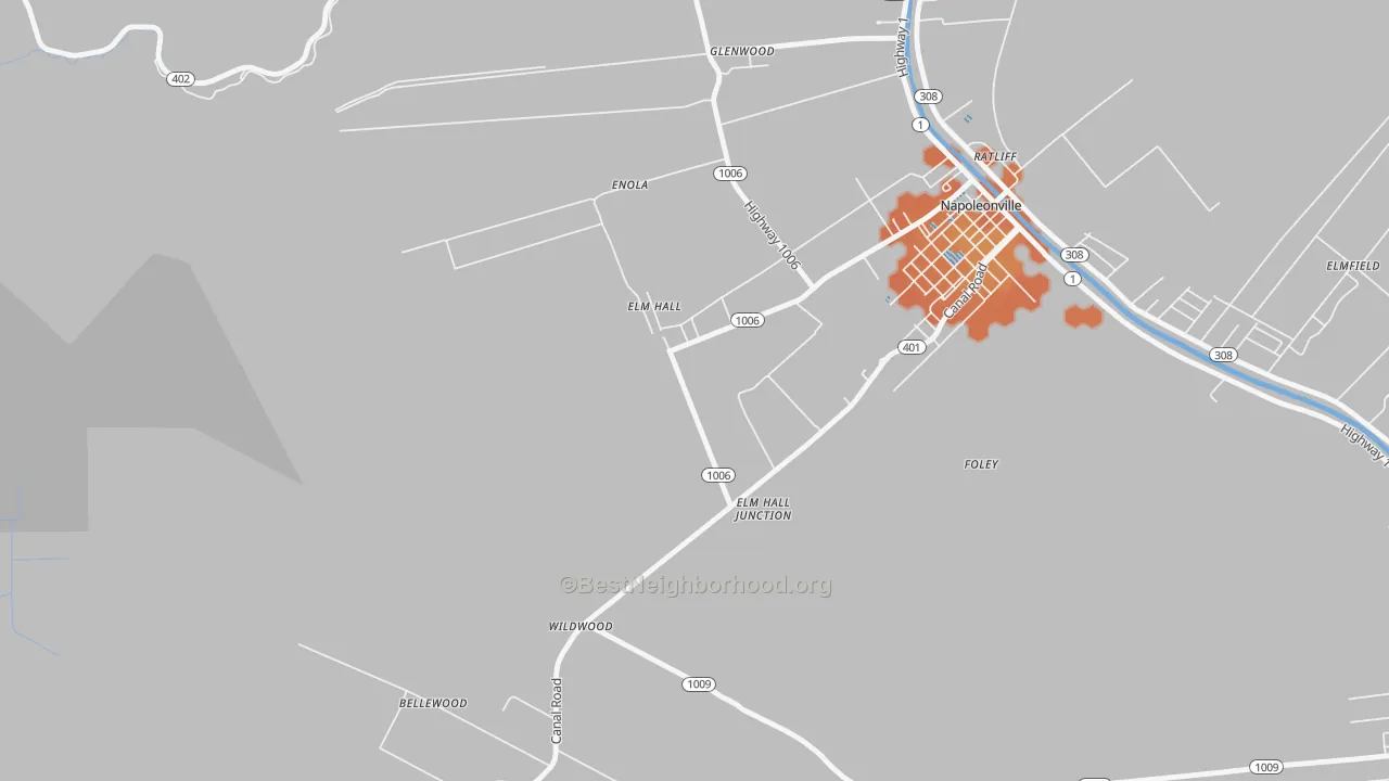 Bike Grade map of Elm Hall, LA