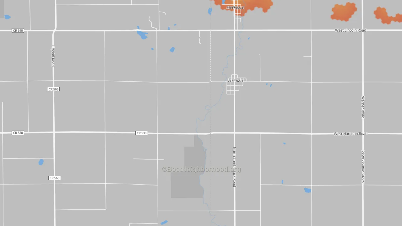 Bike Grade map of Elm Hall, MI