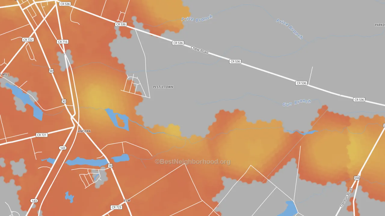 Bike Grade map of Elm, NJ