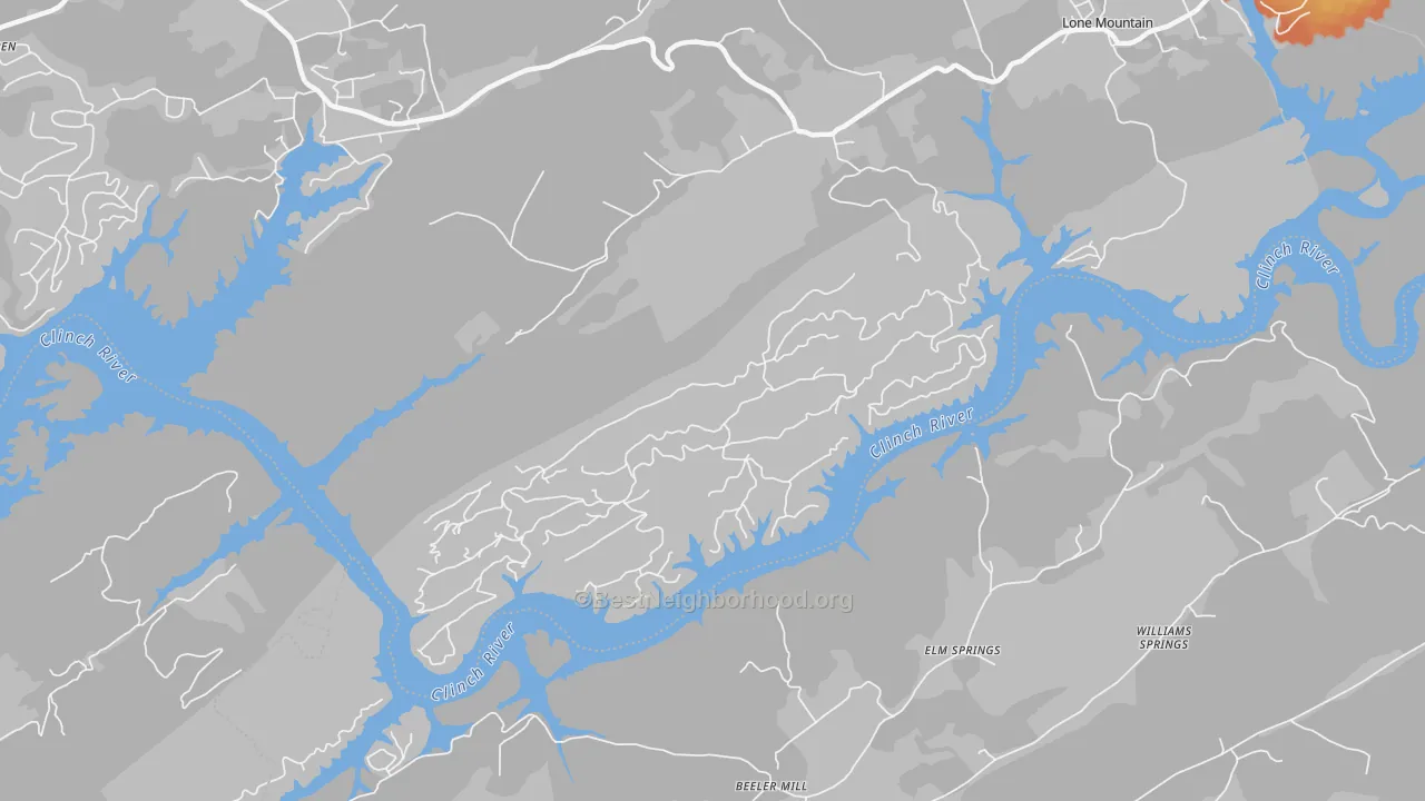 Bike Grade map of Elm Springs, TN