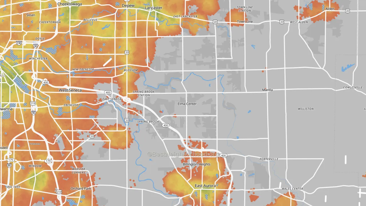 Bike Grade map of Elma, NY