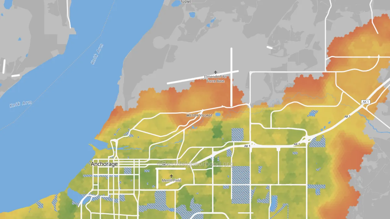 Bike Grade map of Elmendorf Afb, AK
