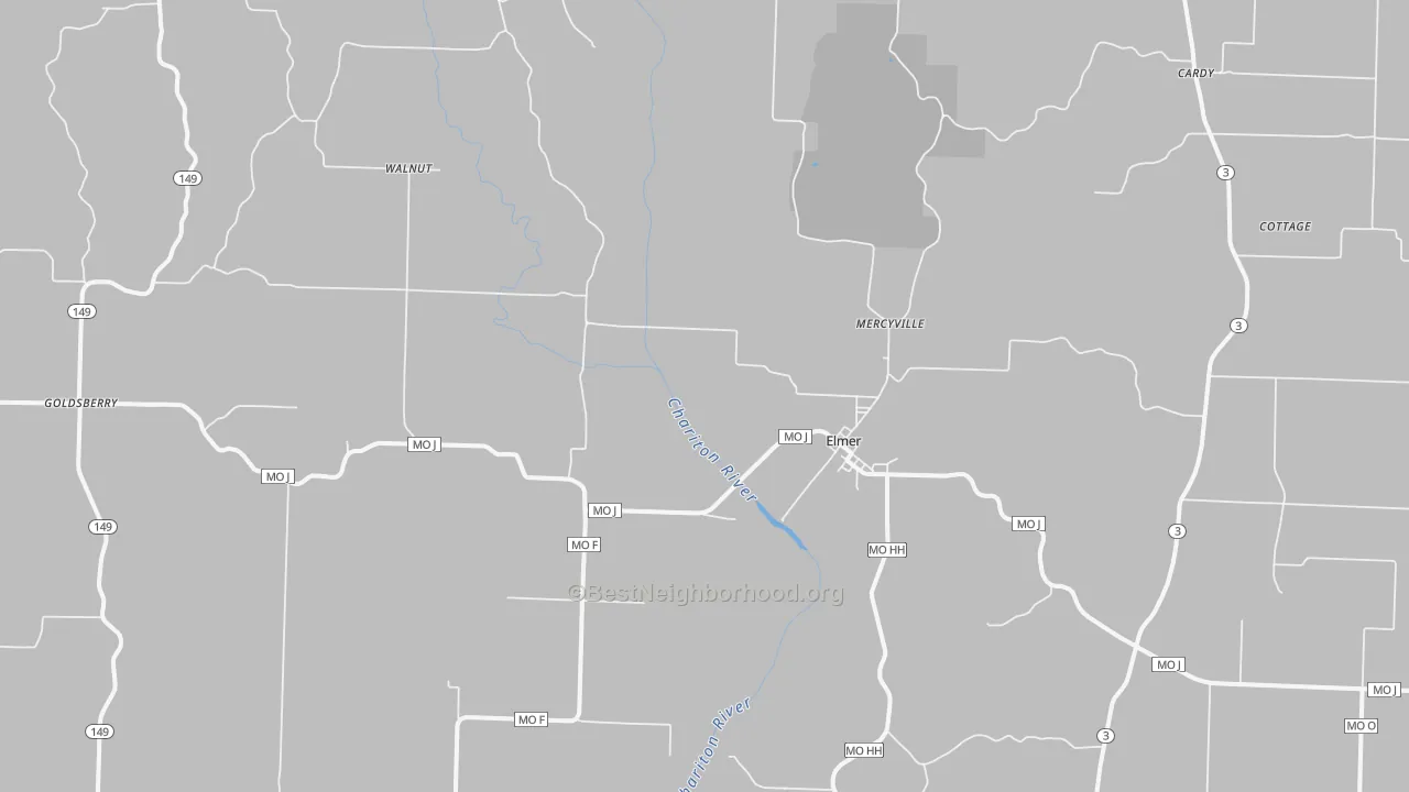 Bike Grade map of Elmer, MO