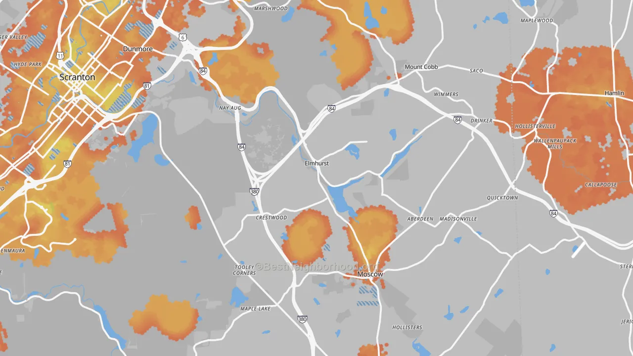 Bike Grade map of Elmhurst, PA