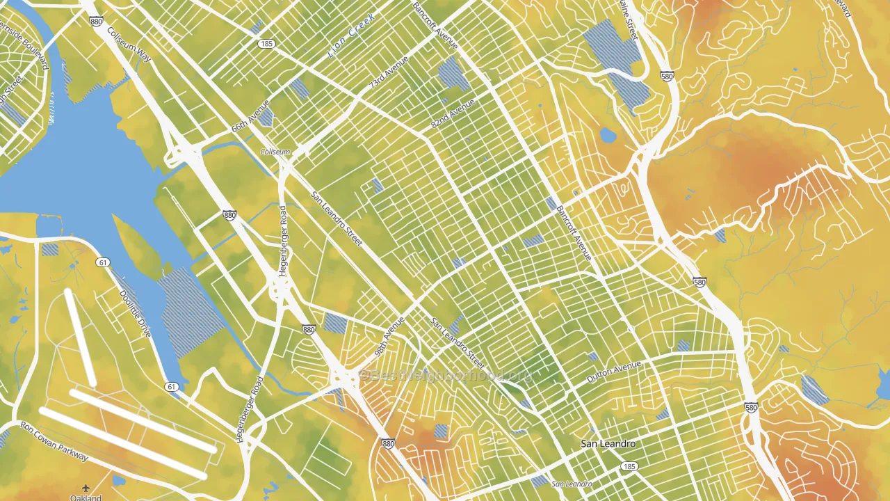 Bike Grade map of Elmhurst Park, Oakland, CA