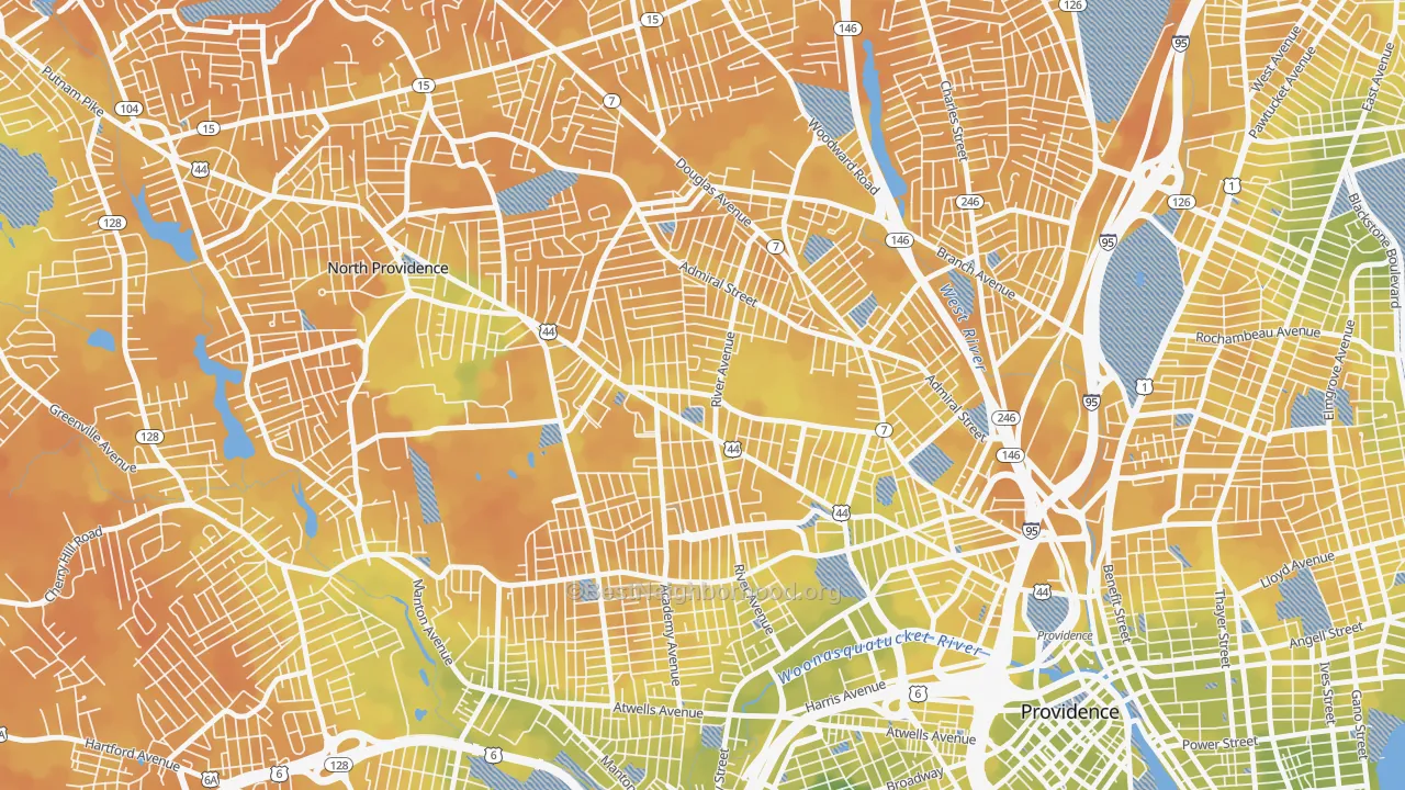 Bike Grade map of Elmhurst, Providence, RI