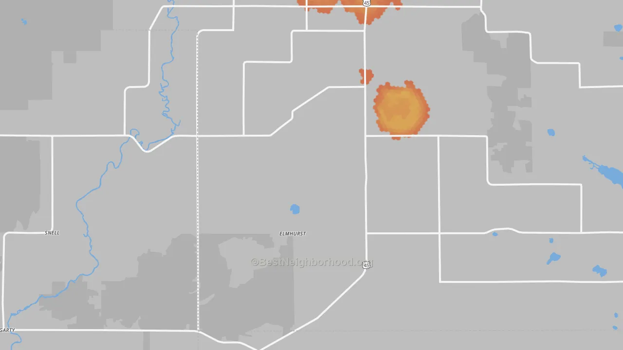 Bike Grade map of Elmhurst, WI